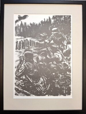 Aleksander Lindeberg - Sotilaa taival, kuvia jatkosodasta - Printti Hiilipiirroksesta